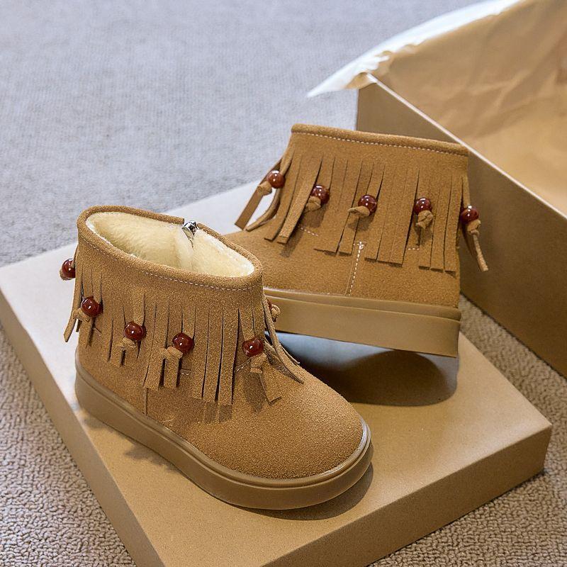 Girls' Fashionable Anti-slip Boots, Winter Children's Princess Tassel Ankle Boots