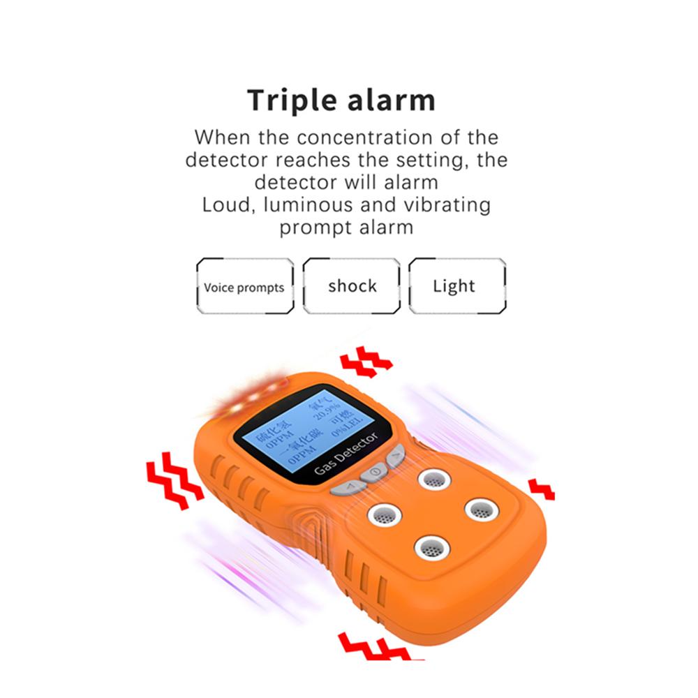 Portable Gas Detector gas clip 4-Gas Monitor, Meter, Tester, Analyzer, Rechargeable