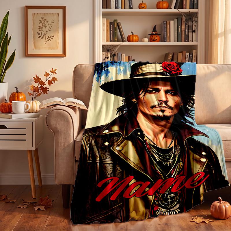 Johnny Depp Custom Flannel Blankets Soft Warm Cozy Throws for Home Decor Holiday Gifts