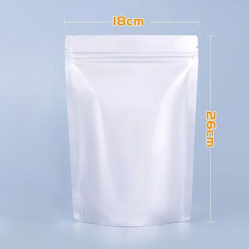 50 шт. Серебристый цвет, многоразовая сумка из алюминиевой фольги, матовая стоячая сумка для упаковки пищевых продуктов, самозакрывающиеся пластиковые пакеты на молнии с широким дном