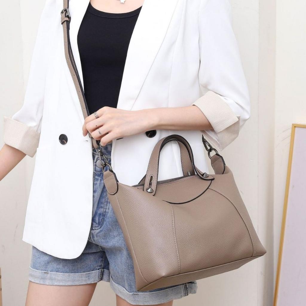 Женская сумка через плечо из коровьей кожи, большая вместимость, женская модная простая сумка для покупок, практичная и вместительная сумка из мягкой кожи