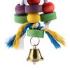 Colorful Parrot Toys Natural Wooden Birds Hanging Chew Toy with Bell Cage Play Toy Supplies