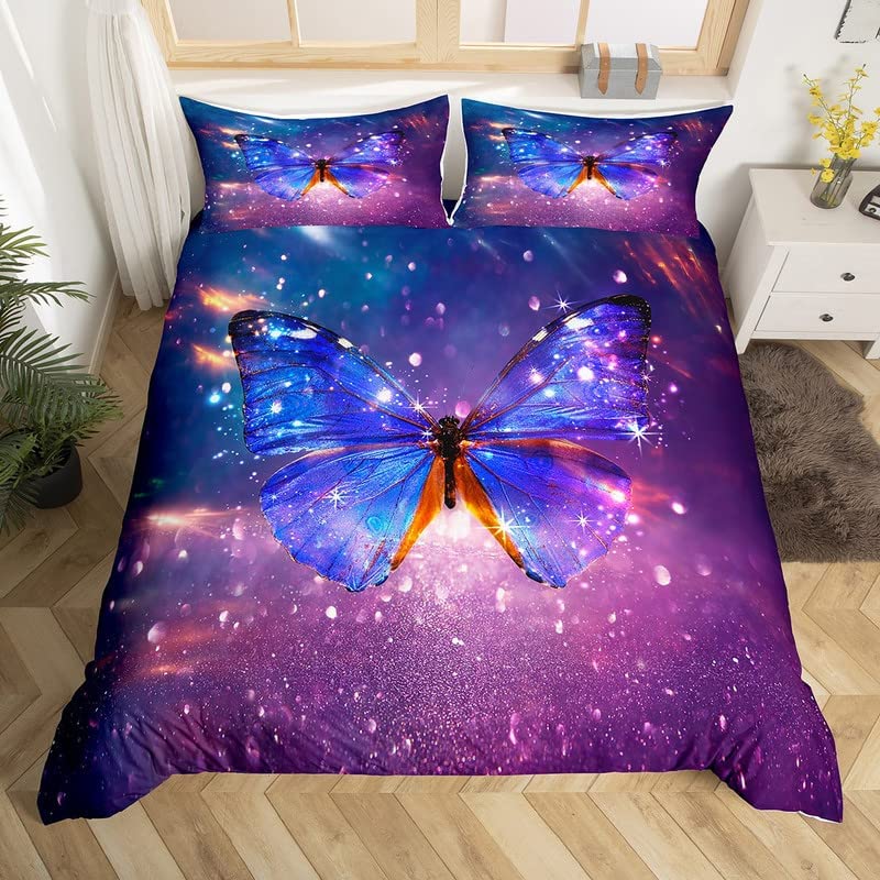 Комплект пододеяльника с бабочками Размер Твин Кинг Романтический розовый цветочный комплект постельного белья Микрофибра Галактика Пододеяльник Для комнаты девушки женщины
