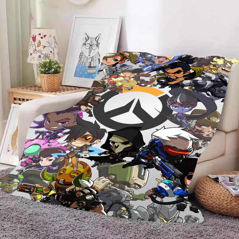 Игровое одеяло O-Overwatch FPS First Person Sports Дизайн Легкое Для общежитий, Дневного сна, Гостиной, Офиса, Дивана, Всесезонное