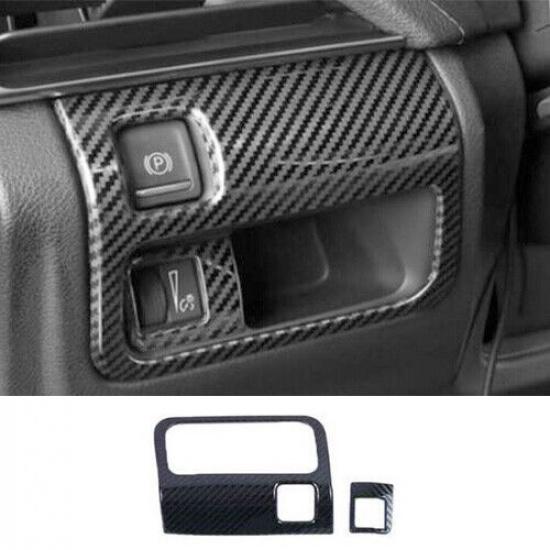 Carbon Texture For Cadillac CT5 - 2pcs Headlight Button Frame Trim ABS