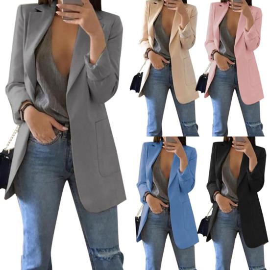 Blazer Lapel All-match Open Front Stylish Women Suit for Daily Life