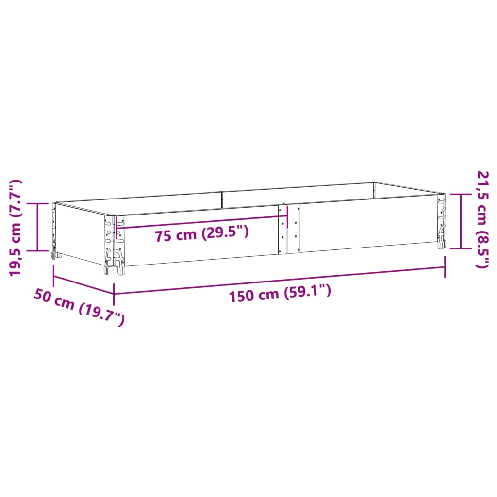 Planting Box Black 150x50 cm Solid Pine Wood
