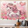 Princess Pony with Crown Among Roses Pattern Wall Hanging Tapestry Decorative Tapestry Home Decor for Bedroom and Living Room