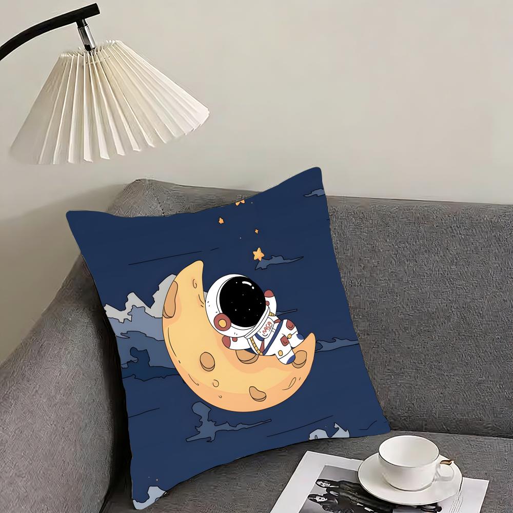 Astronaut Cute Cushion Cover Pillowcase Ultra Soft Skin Friendly Fabric Cloud Like Comfort Concealed Zipper