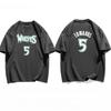 Basketball Star Timberwolves NO.5  Edwards Training Wear Cotton T-shirt T-shirt Tops Oversize Short Sleeve High Quality