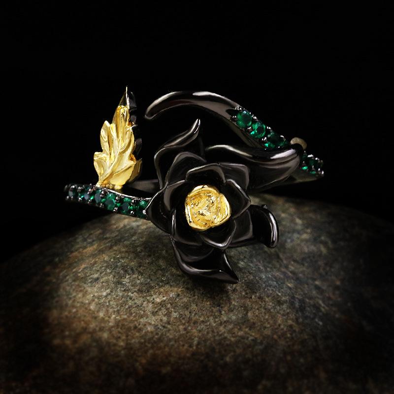 Изысканные кольца с цветком ромашки для женщин, ретро, черное золото, барочный жемчуг, ветви, винтажное кольцо, итальянские украшения, подарок