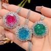 Jewelry Copper Bottom Gold-Plated Rose Cut Colorful Treasure Retro Pendant Main Stone 18Mm