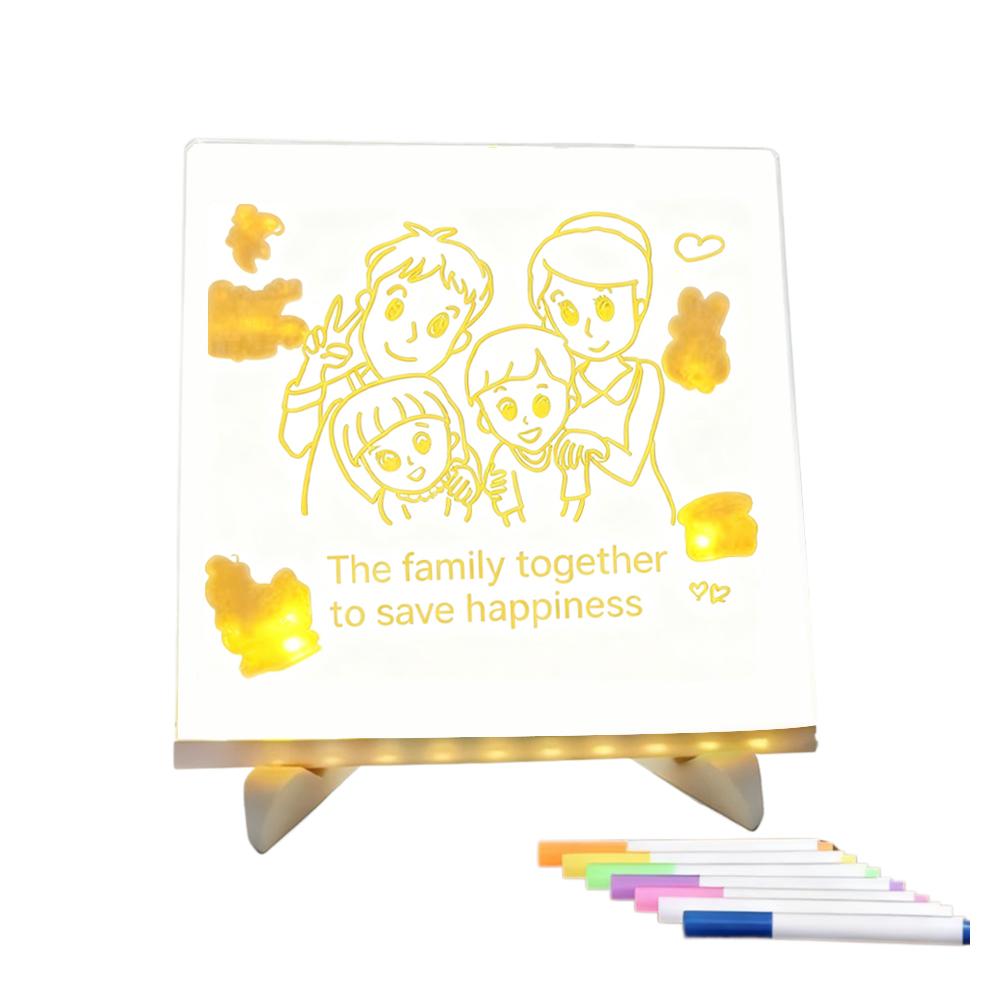 Светодиодная доска-ночник для заметок с 7 цветными ручками, светящаяся акриловая доска для сообщений для DIY, еженедельник для детей, подарки, офис, школа