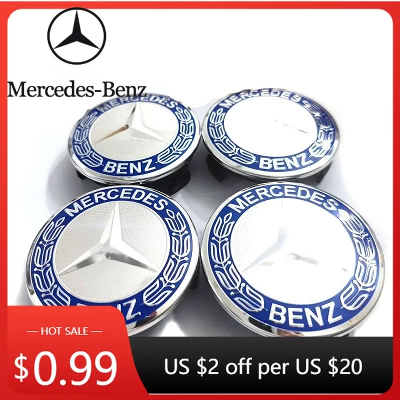 Car Sticker 4pcs Wheel Center Cap 75mm 3 pin AMG Apple Tree New Black Dark Light Blue Wheat Styling Badge For Mercedes Benz Hub