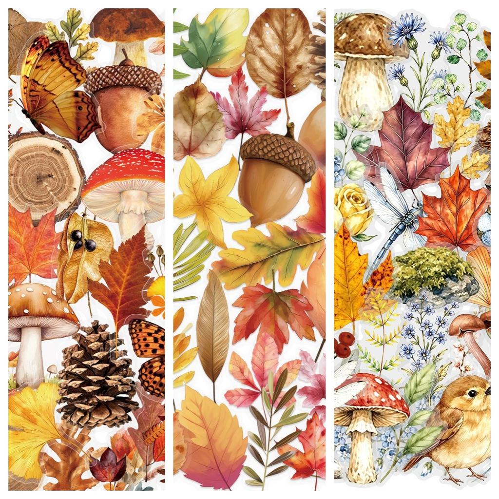 50Pcs/Set Autumn Forest PET Clear Stickers Waterproof DIY Fashion Decals Journal Stickers (3 Styles)