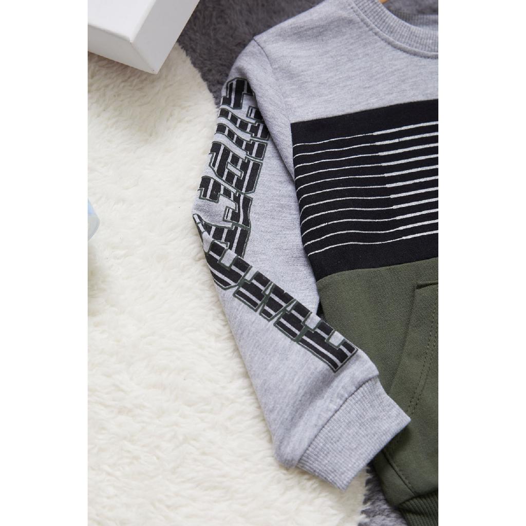 Спортивный костюм для мальчиков с текстовым принтом Kangaroo Pocket Orange Team 14987-1