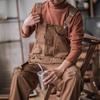 Fashion Retro Men's Suspenders American Style Green Cotton Overalls Loose Grey Brown Washing Jumpsuit All Seasons Full Length Baggy Pants Casual