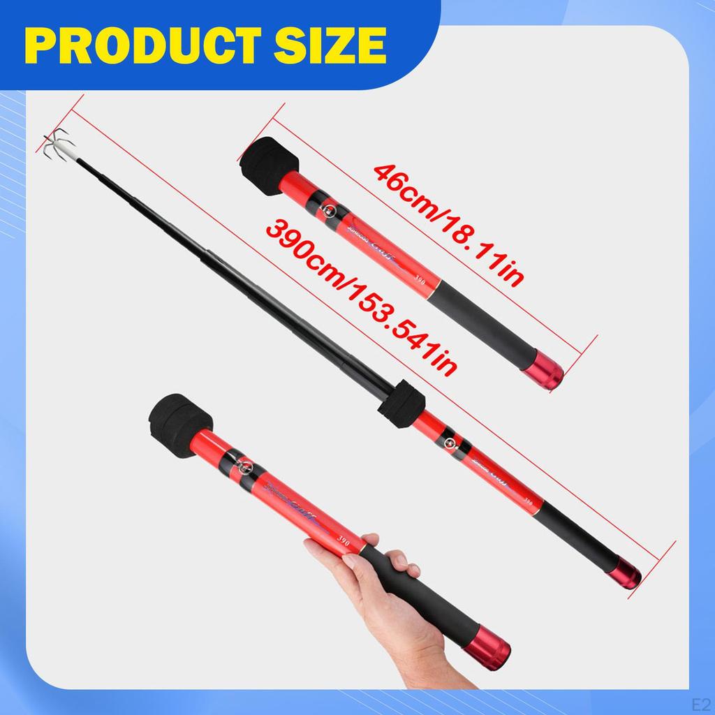 Телескопический рыболовный багор Выдвижной крюк для кальмаров Тележка Лодка Нержавеющая сталь Рыба