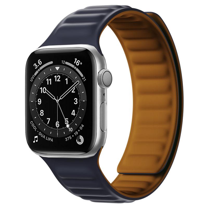 Силиконовый ремешок-звено для Apple watch band 44мм 40мм 45мм 41мм 46мм 49мм Магнитный браслет Loop iwatch series SE 7 8 9 ultra 2 10