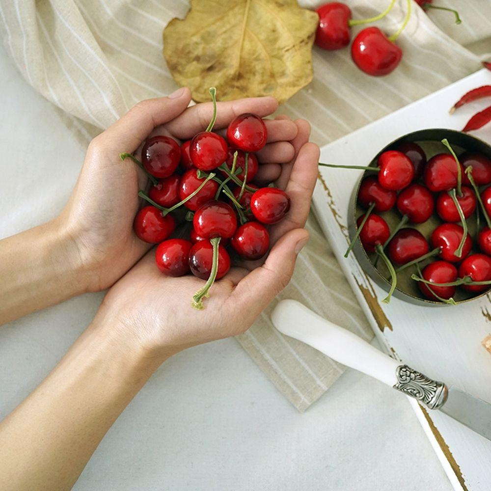 Decoration Mini Food Crafts Fruit Ornament Red Cherries Fruit Model Faux Cherry Artificial Cherries