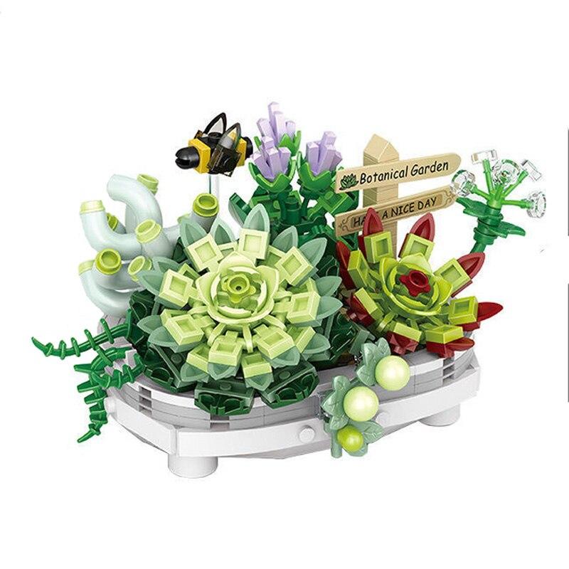 LOZ 1660 вечный цветок суккуленты горшок растение Fly Bee животное 3D модель DIY мини-блоки кирпичи строительная игрушка без коробки