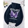 Beautiful Purple Butterfly Sweatshirt Women Fleece High Quality Hooded Simple Casual Hoodies Autumn Loose Oversized Hoodies & Sweatshirts Women’s