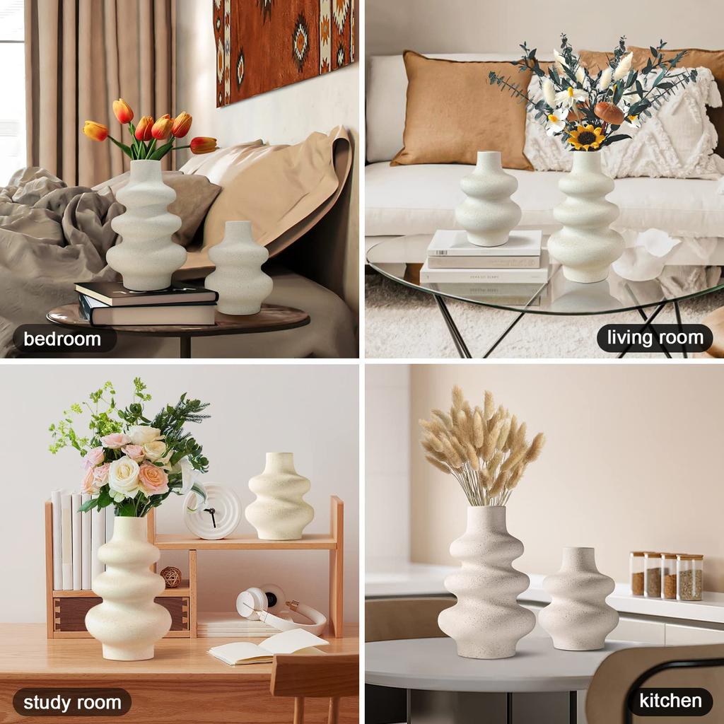 Modern minimalist white ceramic vase 2PCS