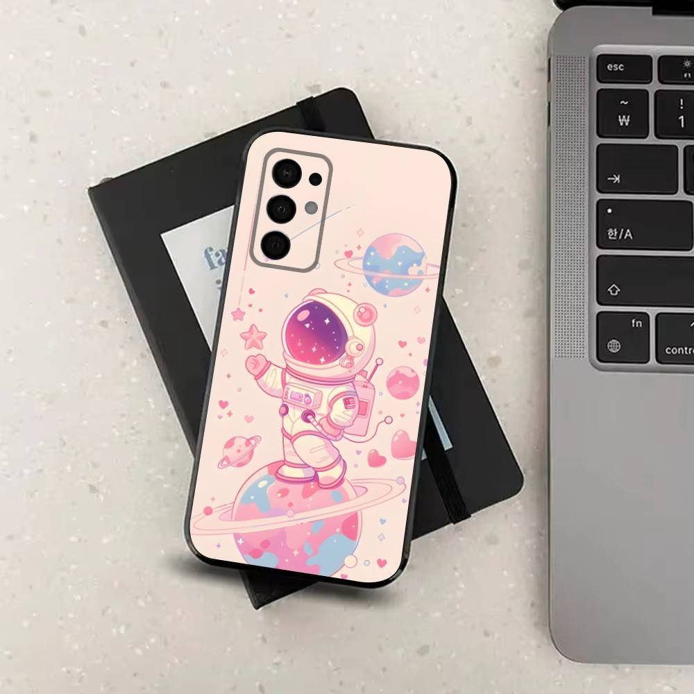 Мультяшный Космический Чехол-Астронавт Для Samsung Galaxy A73,52,71,53,32,72,41,J7,22,Note,31,8,9,Мягкая Черная Силиконовая Крышка