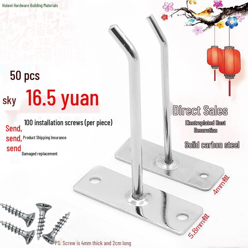 50-Pack Wall-Mounted Screw-In Hooks for Clothes and Shelf Storage