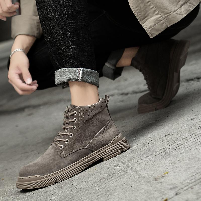 Мужские ботинки, зимняя кожаная обувь с высоким берцем, модная хлопковая обувь, модные ботильоны, деловая повседневная уличная обувь, мужские кроссовки, новые