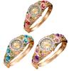 Ladies Floral Bangle Watch Rhinestone Round Dial Watch Elegant Quartz Wristwatch Sparkly Women Timepiece Gift for Mom Wife