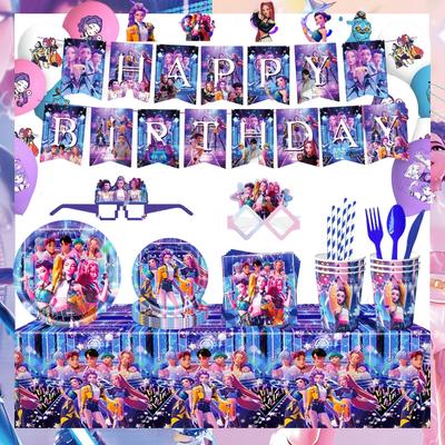 K-pop Охотники на демонов Тема Баннер для вечеринки по случаю дня рождения Воздушный шар Милый Руми Мира Зои Набор Принадлежности для вечеринки Топпер для торта Задник Деко Игрушка Подарок