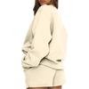 Women's Comfortable Casual Fashionable Solid Color Round Neck Sweatshirt Shorts Two-piece Set