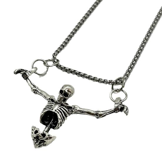 Скелет автомобиля Висячие украшения Преувеличенная готика Винтаж Хип-хоп Панк Цинковый сплав Череп Ожерелье Авто Интерьер Зеркало заднего вида Скелет Очарование