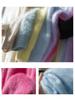 Women's 100% Pure Goat Cashmere Flocked Round Neck Sweater - Long Sleeve Solid Color Pullover