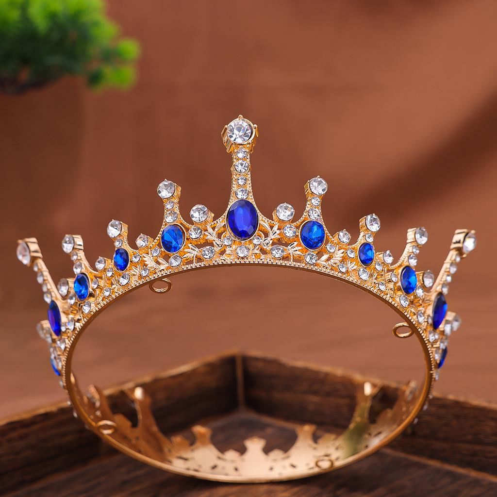 Весь круг диадемы невесты Европейская и американская диадема из страз Аксессуары для волос Свадебное платье День рождения Аксессуары для волос