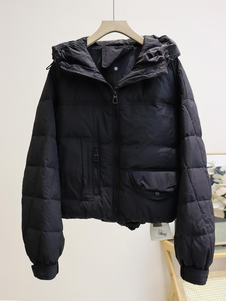 FASHION Пуховик женский короткий 2024 Новый белый утиный пух модный свободный универсальный с капюшоном теплая куртка трендовая одежда