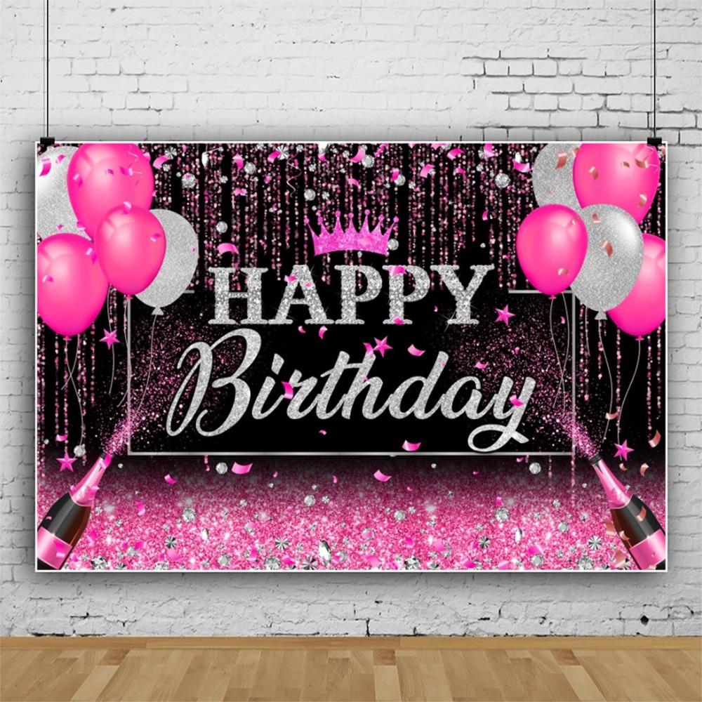 Черный Золотой С Днем Рождения Фото Фон Блестящий Плакат Фото Реквизит Фотостудия