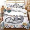 Three-Piece Cartoon Animal Panda Sloth Quilt Cover Digital Printing Bedding