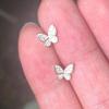 Japan and South Korea's new butterfly stud earrings, versatile simple zircon earrings, commuting daily lady elegant jewelry