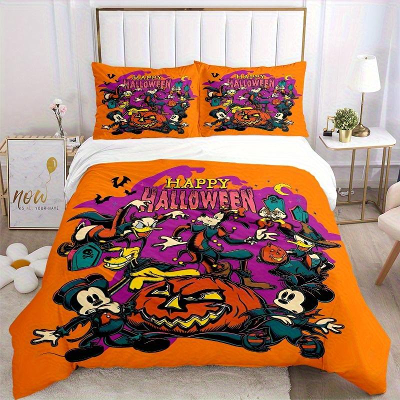 3pcs Happy Halloween Mickey and Friends Quilt Cover Set - Soft and Cozy Bedroom, Guest Room and Dorm Decorative Bedding 3-Piece Set 1 Quilt Cover