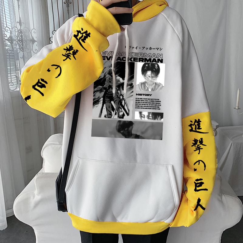 Атака титанов аниме одежда герой Леви Аккерман принтованный капюшон мужчины женщины большие толстовки повседневная толстовка Harajuku пуловер