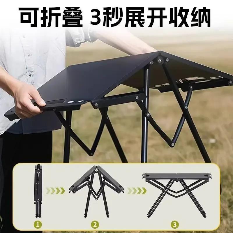 Outdoors Lightweight Folding Picnic Table Aluminum Camping Foldable Table Space-Saving High Load Capacity BBQ Travel Hiking