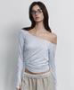 Топ с длинным рукавом Marcia Unbal Drape (Белый меланж)