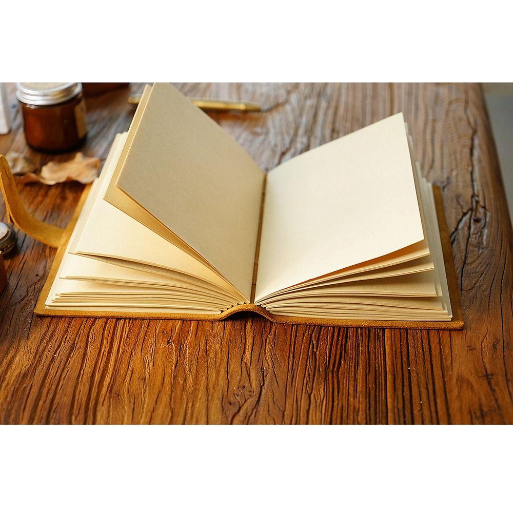 Genuine Leather Cover Blank Paper Diary Vintage Sketch Notebook Antique Daily Notepad  Writing