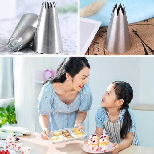 DFsucces Stainless Steel Mont Blanc Pastry Tips, Set of 12, Round Tips, for DIY Cake Decoration, Baking, and Confectionery