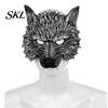 Wolf Costume Mask 3D Head Mask, High Elastic Lightweight Comfortable Werewolf Realistic with Adjustable Strap for Halloween Cosplay Party Photo Props