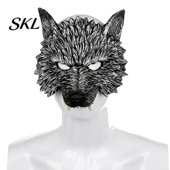 Wolf Costume Mask 3D Head Mask, High Elastic Lightweight Comfortable Werewolf Realistic with Adjustable Strap for Halloween Cosplay Party Photo Props