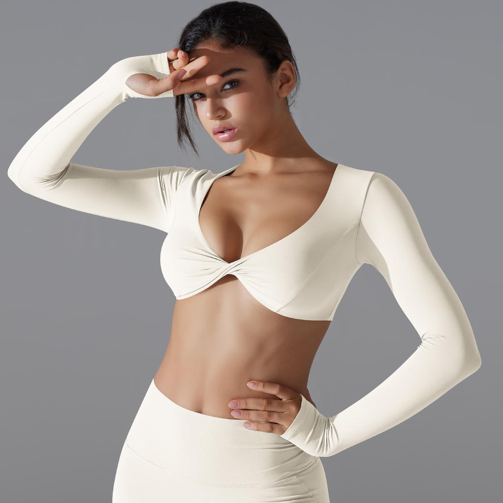 Auroth сексуальные женские рубашки для йоги с длинным рукавом для фитнеса и бега, трикотажный дышащий спортивный топ с отверстием для большого пальца