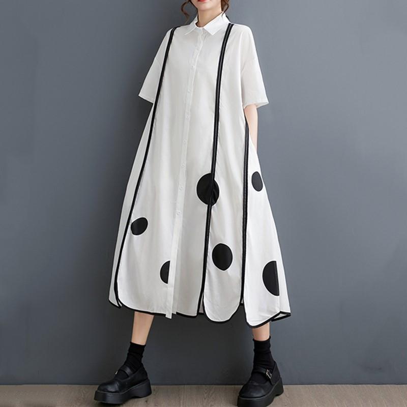 Short Sleeve Plus Size Cotton Vintage New In Dresses for Women Casual Loose Long Summer Shirt Dress